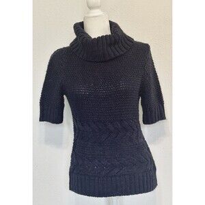 Ann Taylor Loft Size S Cable Knit Cowl Neck Wool Alpaca Blend Purple Sweater